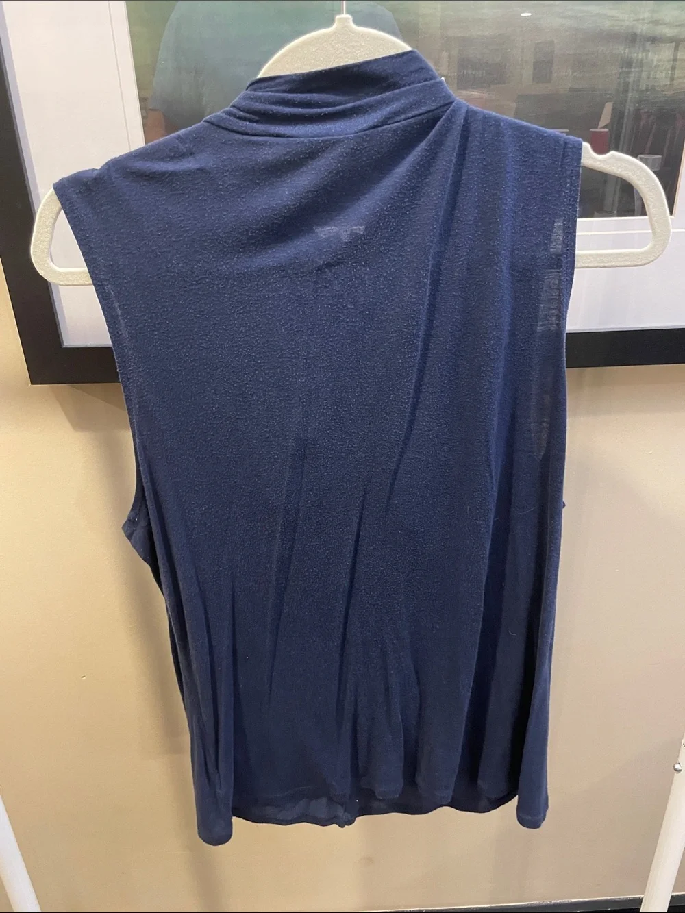 Michael Kors. XL. Sleeveless Ruffle Zip-Front Top - Navy